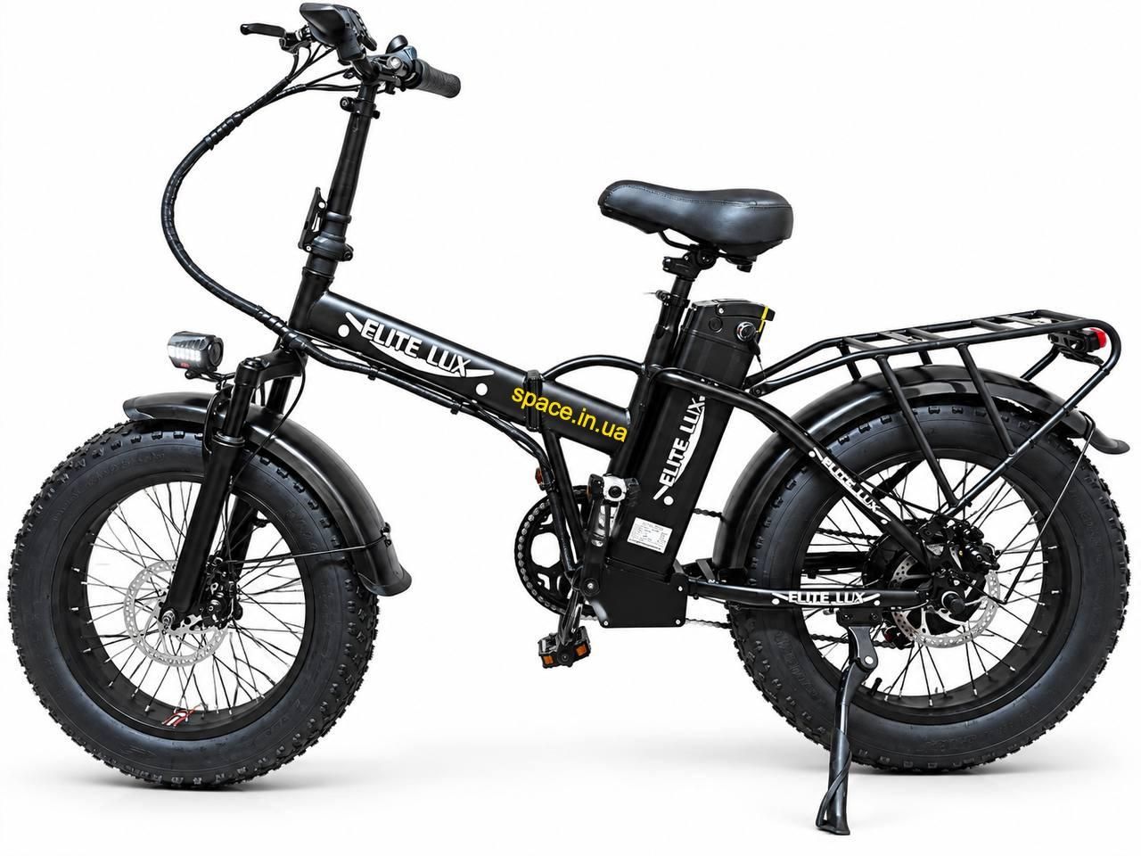 Електровелосипед Elite Lux 1000W 48V 19Ah, складний фетбайк 20×4.0, до 60 км/год, чорний